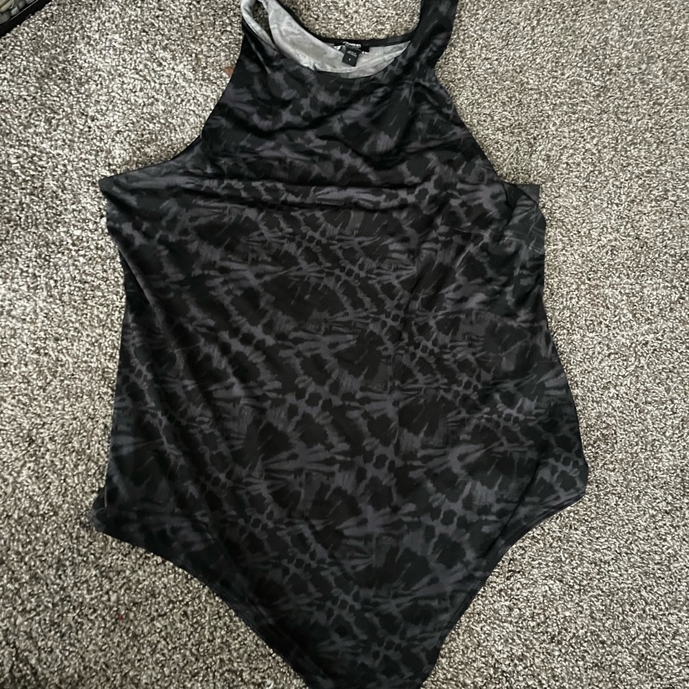 Express Bodysuit - Grey and Black Tie Dye